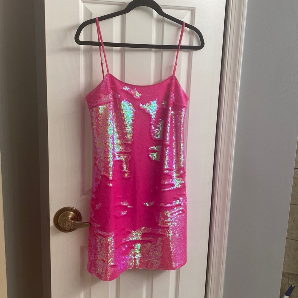 Susana Monaco Hot Pink Sequin Mini Dress